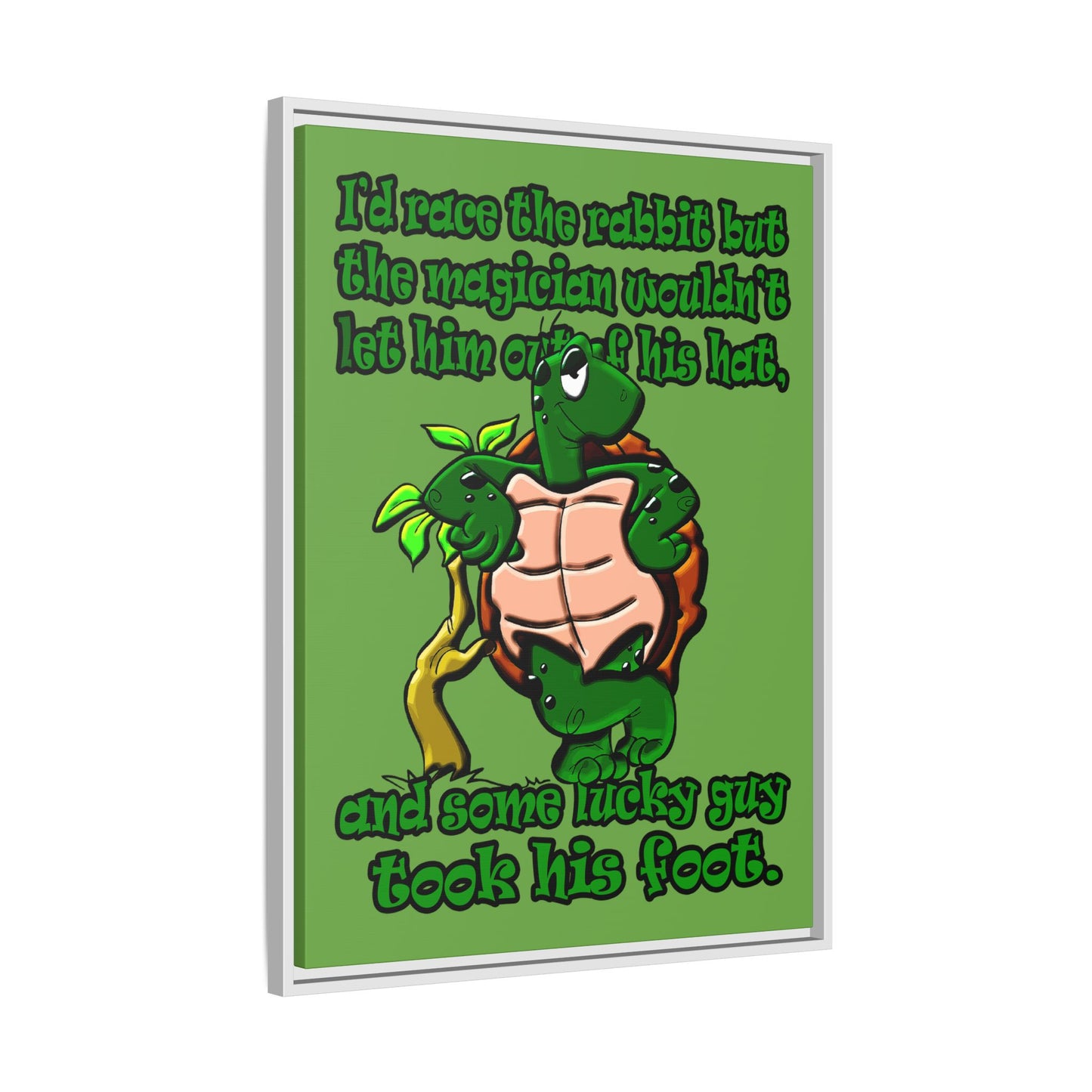 turtle race - framed canvas art (green)