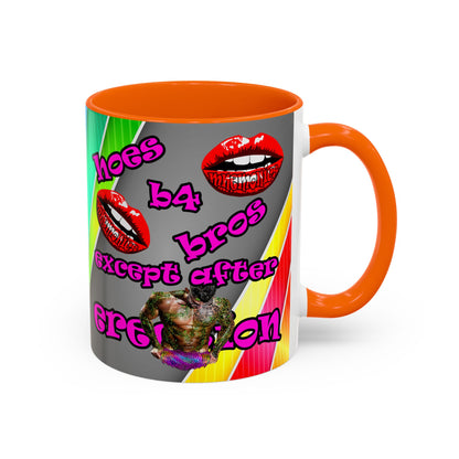 hoes b4 bros - Accent Mug (rainbow split)
