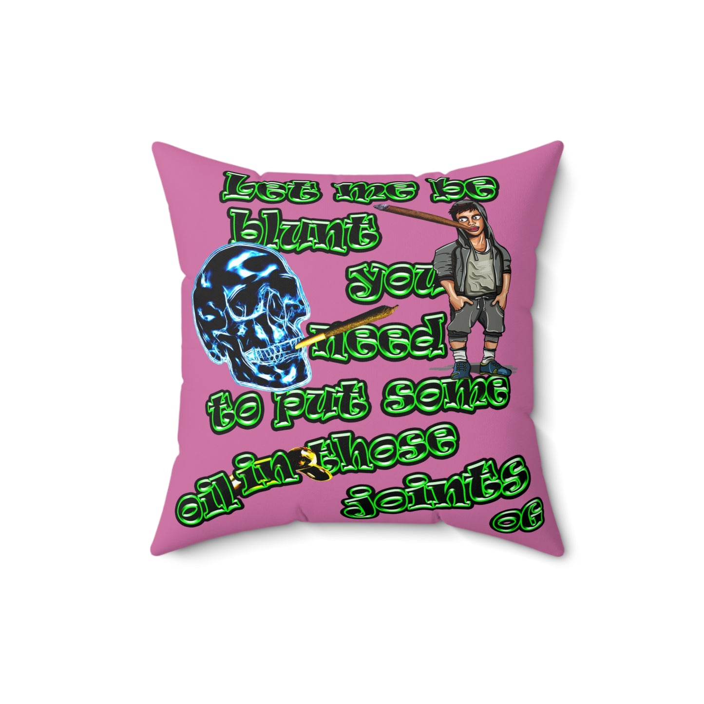 og - Spun Polyester Square Pillow - (light pink)
