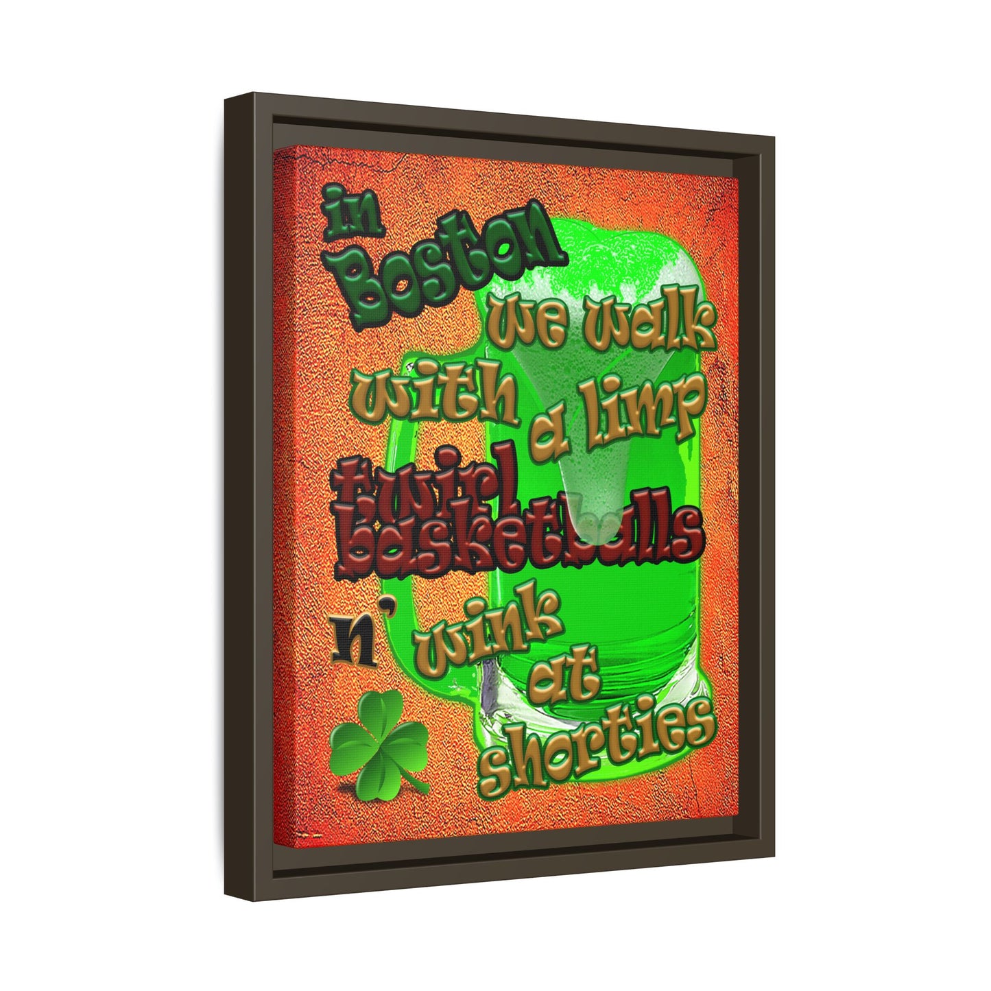 celtics logo - framed canvas art (burnt orange)